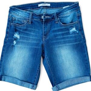KLIQUE B Shorts Bermuda Denim Blue Jeans Distressed Size 27 Summer